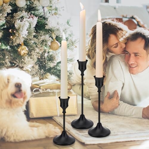 Black Candlestick Holders Taper Metal Candle Sticks Holder for Dining Table, Vintage Candelabra Tall Candle Stand for Tapered Candles, Decorative Centerpiece for Wedding Christmas Party Anniversary - Image 6