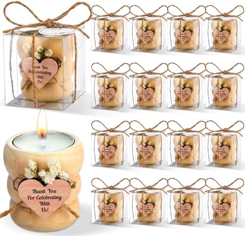 MTLEE 16 Pack Wooden Tealight Candle Holder Kit Guest Gifts, Boho by MTLEE