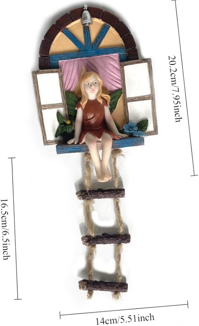 Fairy Angel Statue Garden Tree Decoration Resin Angel Figurine Wall Hanging Decor Outdoor Garden Decor for Lawn Yard Patio Windowsill Garden Gifts | Fairy Garden Accessories Angle Tree Hugger Wall Tree Sculpture Elf Figurine Gift for Women Birthday Tha...