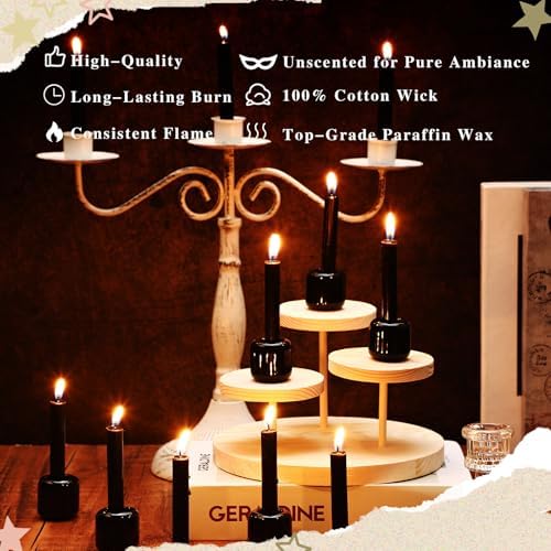 Baderke 24 Pack 4 Inch Mini Black Taper Candles Sticks and 6 Spell Candle Holders for Witchcraft Spell Candles for Rituals, Birthdays, Meditation, Altar, Spells - Image 4
