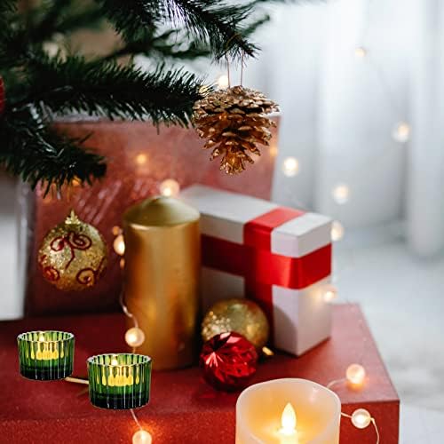 VOHO Green Tealight Candle Holder Set of 12, Glass Votive Candle Holders - Image 4