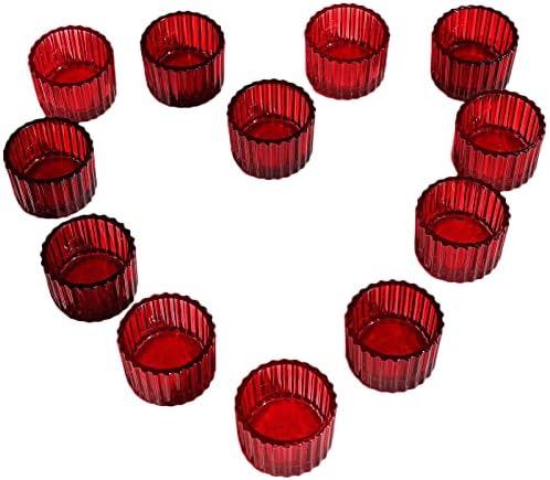 VOHO Red Candle Holders for Table Centerpiece, Set of 12 Tea Light Holder by VOHO