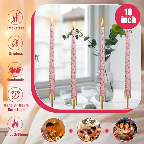 10 inch Long Candle Blue Quicksand Taper Candles Printed Candlestick Handmade Unscented Taper Candle 4 Pack Smokeless Tapered Candles for Home Dinner Wedding Holiday - Image 3