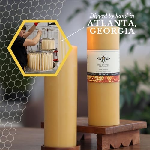 Big Dipper Wax Works 100% Beeswax Pillar Candle, 3 x 9 in, Natural - Image 4