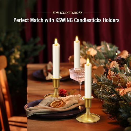 KSWING Upgraded Real Wax Short LED Flameless Taper Candles with Remote, 6 PCS White Candlesticks Battery Operated 3D Flickering - 6" Realistic Fake Candle Sticks for Home/Wedding/Fireplace Xmas Decor - Image 6