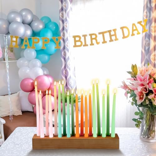 Mumufy 18in Long Wooden Taper Candle Holders for Birthday Party Candlestick Table Centerpiece Giant Wooden Farmhouse Candle Holders Decorations for Birthday Wedding Anniversary Desktop(Dark Brown) - Image 7