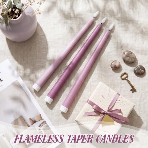 Macarrie 24 Packs Flameless Taper Candles Battery LED 11",Morandi Purple - Image 5