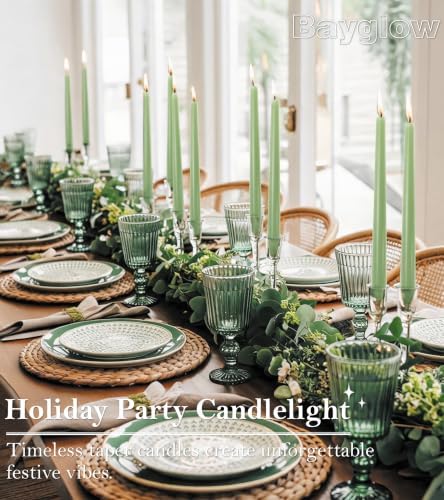 Sage Green Taper Candles - 12 Pack 10 Inch Green Candlesticks for Dripless Unscented Long Burning Tall Tapered Candle Sticks for Easter Spring Home Decor Dinner Holidays Weddings Events - Image 7