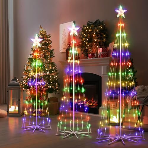 3 Pack LED Outdoor Christmas Tree Light Show Lighted Decorations, 4 Colors, 4ft 5ft 6ft - Image 7