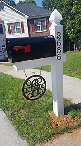 PK Décor Last Name Garden Flag, Custom Lamp Post Sign, Hanging Initial Wreath Accessory, Metal ACM Established Home Door Hanger, Personalized Front Door Decor (14)