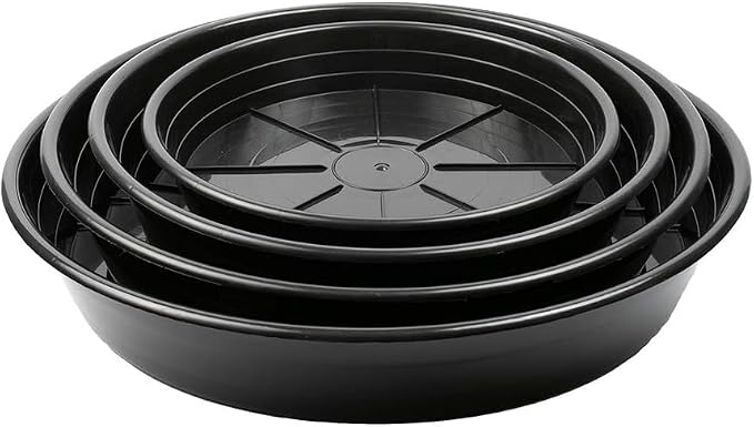 SUNPACK Premium Plastic Plant Saucer, Black, 14" Inside Diameter (Pack of 10) - Protects Surfaces, Carpet and Wood Floors - Fits All Planters with 14" Bottom Diameter