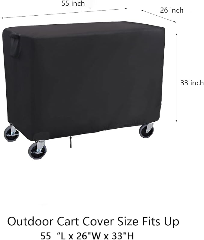 Rolling Tool Cart Cover 55 Inch, Waterproof Utility Cart Cover Service Cart Cover - 55" x 26" x 33"
