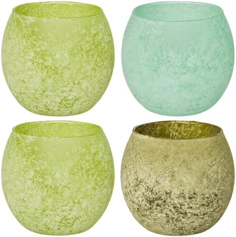 Green Glass Candle Holders, Sage & Mint Tealight Candle Holders for Easter Decorations, Decorative Votive Candle Holders for Home Office, Spring Wedding Centerpieces, Easter Decor by SHMILMH