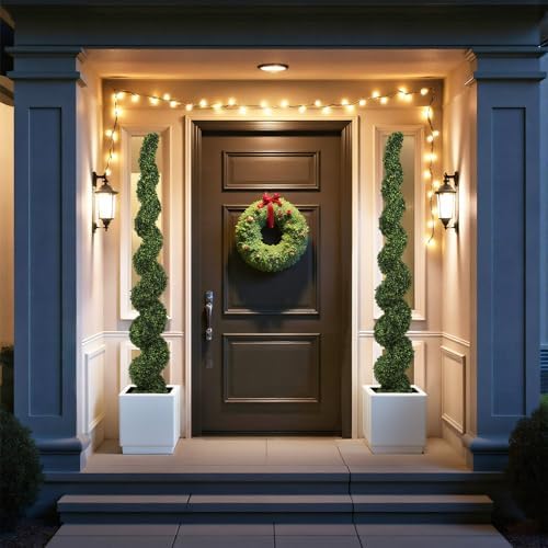 7ft Large Spiral Topiary Trees Artificial Outdoor - Image 2