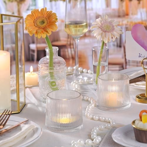 DARJEN Clear Ribbed Tealight Votive Candle Holders- 6Pack - Image 5