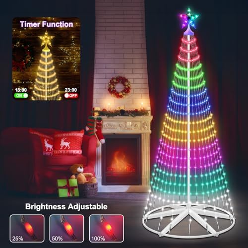 9.5FT Smart LED Christmas Cone Tree Lights, Lighted Outdoor Christmas Tree with Timer Remote & APP Control, DIY RGB Color Changing Light Show with Music Sync for Indoor Outside Xmas Decorations - Image 6