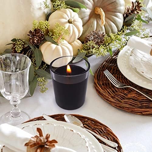 Set of 12 Black Votive Candles for Halloween Pumpkin, Clear Glass Filled Unscented Soy Wax Candle for Dinner, Parties, Home Decorations and DIY - Image 3
