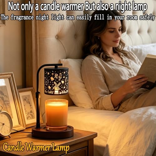 Candle Warmer Lamp,Candle Warmer,Wax Melt Warmer,Birthday Gifts for Women Mom Friend Sister, House Warming Gifts,Candle Holders for Home Decor,Wooden Base，with 2 Bulbs(Rooster) - Image 5