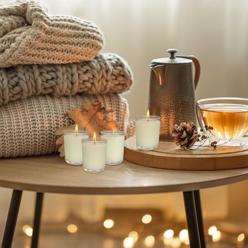 30 Pack Clear Glass Filled White Votive Candles, Unscented Votive Candles for Home Décor Spa Weddings Birthdays Holidays Party - Image 4