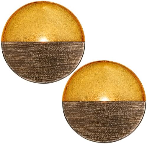 Luxury Metal Wall Candle Sconces – Small Handcrafted Wall-Mounted Tealight Candle Holders with Gold Leaf Interior – Modern & Rustic Home Décor for Living Room, Hallway – 6.5" Bronze Two Pieces - Image 6