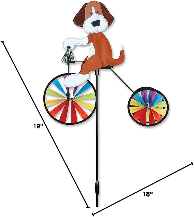 Tricycle Spinner Dog 19" – Cute Canine Design, Weather-Resistant Outdoor Decor, Durable & Lightweight for Patios, Yards, and Gardens - Eye-Catching Wind Spinner with Rotating Wheels