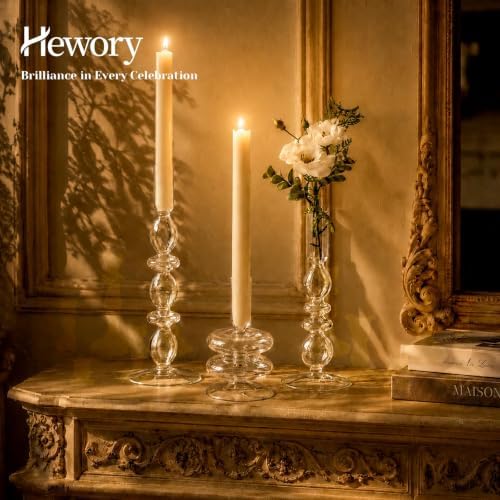 Hewory Clear Bubble Candle Stick Holders, 3 PCS Glass Candlestick Holders - Image 4