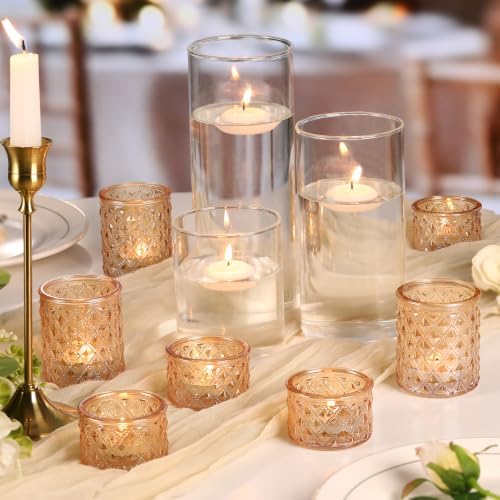 NITIME 24pcs Assorted Gold Votive Candle Holders, Tealight Candle Holders for Table Centerpiece, Green Glass Candle Holder Decor for Wedding, Party & Home Decor - Image 5