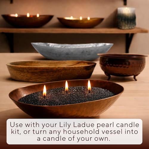 LILY LADUE Sand Candle Refill Kit - 1Lb/16Oz Black Pearled Candles Sand and Wicks (24) without Holder, Unscented Aroma Beads, Reusable Powder Pearls Bulk Wax Pearls for Refillable Pearlized Pellet Set - Image 5