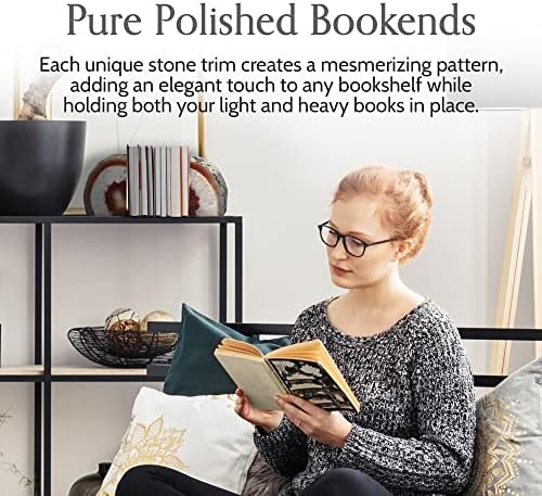 Nature's Decorations Brown Agate Bookends – A+ Grade Geode Heavy Duty Decorative Stone Crystal Book Ends for Shelves & Bookcases, Natural Polished Bookshelf Decor, 1 Pair 2-3Lbs