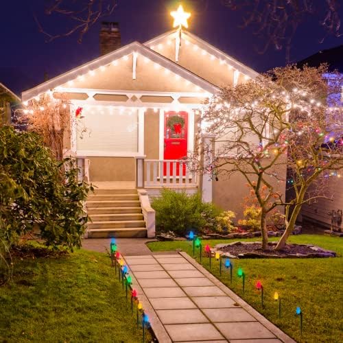12 Inch Christmas Light Stakes Outdoor Lights Stake 50 Pack Universal Yard Lawn Stake for C6 C7 C9 Christmas Pathway Lights Holiday Light Stakes for Christmas Decorations Outdoor Garden Patio(Green) - Image 5