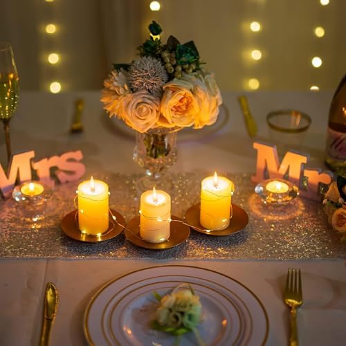 Iron Pillar Candle Holder: 4.25" Gold Candle Tray and Plate - Image 3