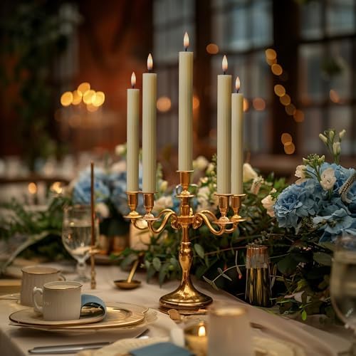 6 Pack, 10" LED Flameless Real Wax Ivory Fluted Ribbed Grooved Taper Candles, Remote & 24h Timer Memory, On/Off Button, Dimmable, Flicker Mode, Battery Operated, Wedding - Image 6