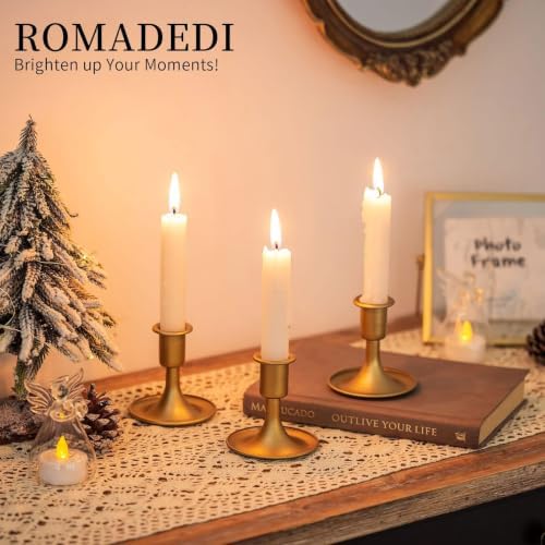 Candlestick Holders Taper Candle Holders, Romadedi Gold Candle Stick Candle Holder for Table Centerpiece, Wedding Reception, Festive Christmas Mantel Decoration or Home Decor, Set of 24 - Image 2