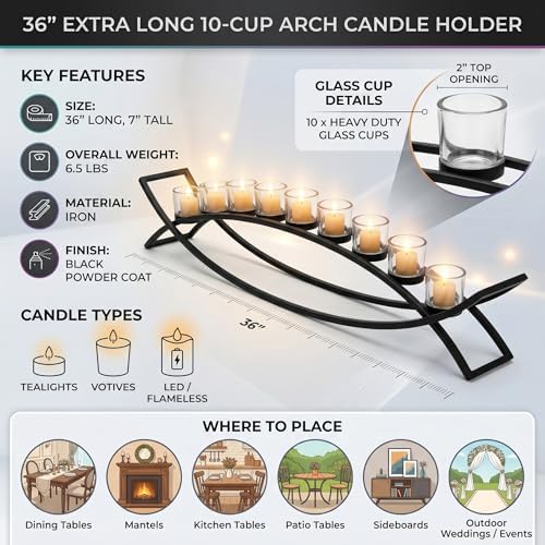 Seraphic Table Centerpiece for Dining Room, Extra Long Candle Holder, Clear - Image 5