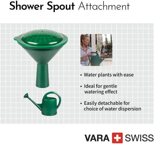 Consolidated Plastics Durable Swiss Watering Can with UV Protection, Ergonomic Handle for Indoor/Outdoor Gardening, Made in Switzerland (4 Liter, Green)