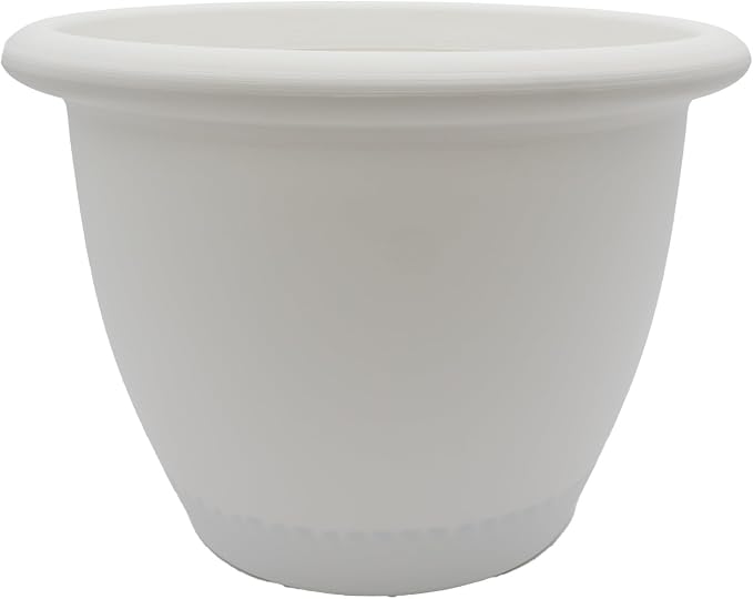 The HC Companies Sevilla Flower Planters - Outdoor & Indoor Planter - Round Self Watering Plant Pots for Herbs & More (12”, White, Pack of 1)