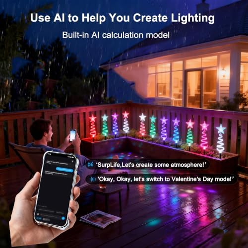 20" Christmas Pathway Lights Outdoor, 6 Pack Smart Spiral Xmas Tree Lights - Image 5