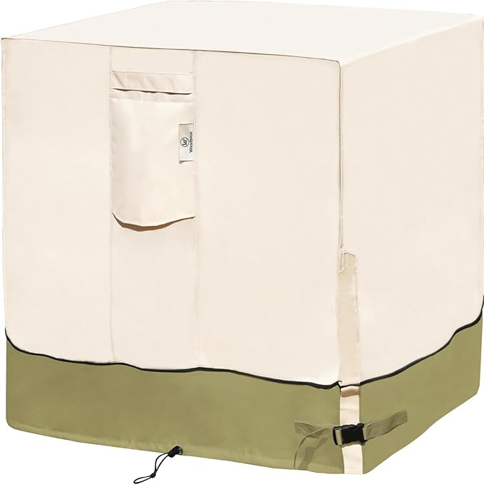 Air Conditioner Cover for Outside Units-34'' Durable 600D AC Covers Waterproof & Resistant AC Unit Covers Outdoor Central Square Fits up to 34x34x30 inches, light green