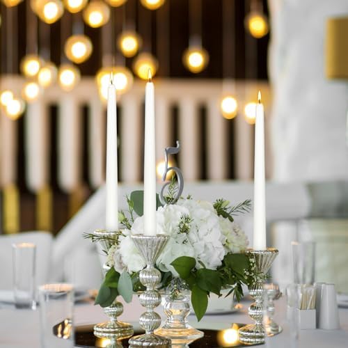 White Taper Candles, Mothers Day Gifts for Mom,10 Inch Dripless Candlestick, Jasmine Scented Colonial Candle, Dripless Long-Lasting Burning Candle Sticks for Home Décor, Dinner, Weddings,4Pack - Image 5