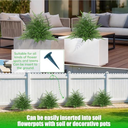 Artificial 2 Pack 23" Fern Topiary Ball Trees with Ground Spike - Image 7