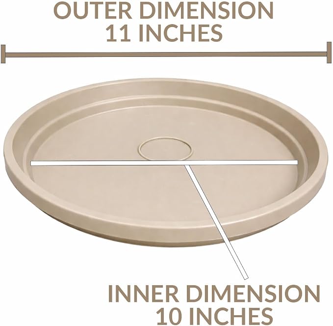 10 Inch Plant Pot Tray USA Made – Durable Plastic Flower Pot Saucer – Plant Water Catcher for Indoor Outdoor Garden (6, Desert Sand)