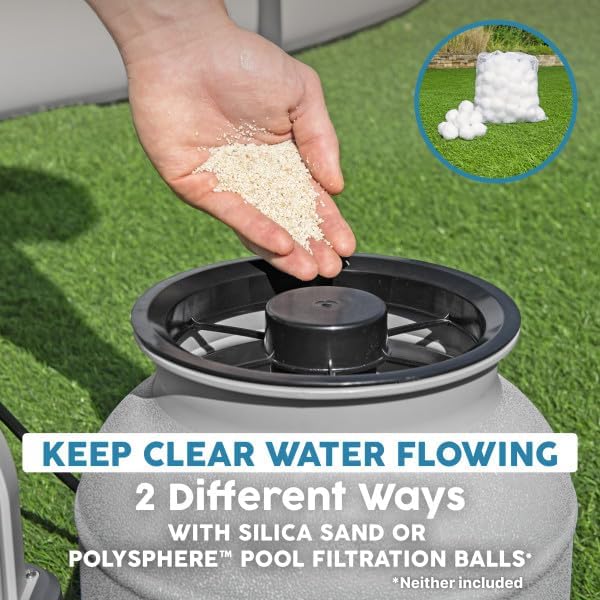 Bestway 1,500 GPH Above Ground Swimming Pool Sand Filter Pump | Compatible with Pools: 300 to 11,200 Gallons, Corrosion-Resistant Tank, Pre-Assembled, Low-Maintenance Pump with Adapters