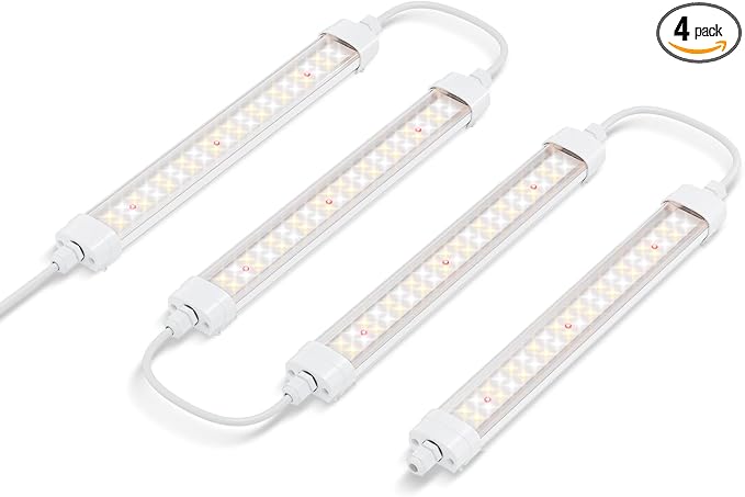 Spider Farmer Glow30 LED Grow Lights Kits, Sunlike Full Spectrum Integrated Plant Waterproof Growing Lamp Supplemental Bars for Grow Tent Indoor Greenhouse Plant Seedling Veg Flower, 4-Pack