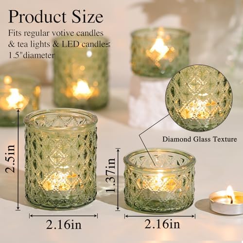 Green Glass Candle Holders, Tealight Holders 36 Pcs Assorted Heights Decor - Image 2
