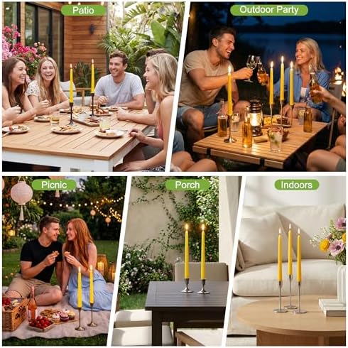 Citronella Taper Candles, 12-Pack 10-Inch Long Citronella Candle Sticks - Image 6