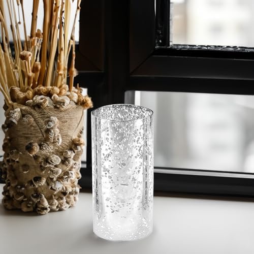 WGVI Hurricane Candle Holder Sleeve, W: 3", Ht: 6", Silver Speckled Glass Cylinder Open Both Ends, Chimney Tube Shade, 6 Pieces - Image 5