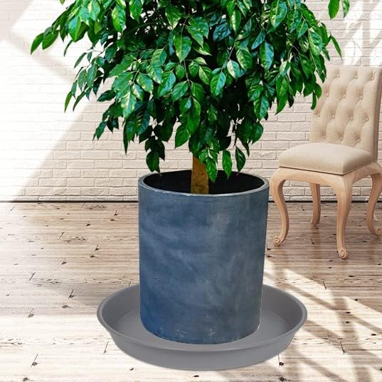 VUWEZ 6 Pack of Plant Saucer 8 Inch, 8 inch Plant Saucer Round, Plastic Flower Plant Trays for Pots, Plant Saucers for Indoors 8", Plant Pot Saucers, Planter Tray for Planter 6-8" (8", Gray)