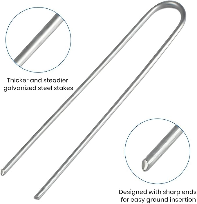 Landscape Staples 6 Inch Galvanized Garden Stakes 150 Pack,Garden Staples Heavy-Duty Sod Pins Anti-Rust Fence Stakes Securing Pegs for Barrier Fabric Irrigation Tubing Hose Weed
