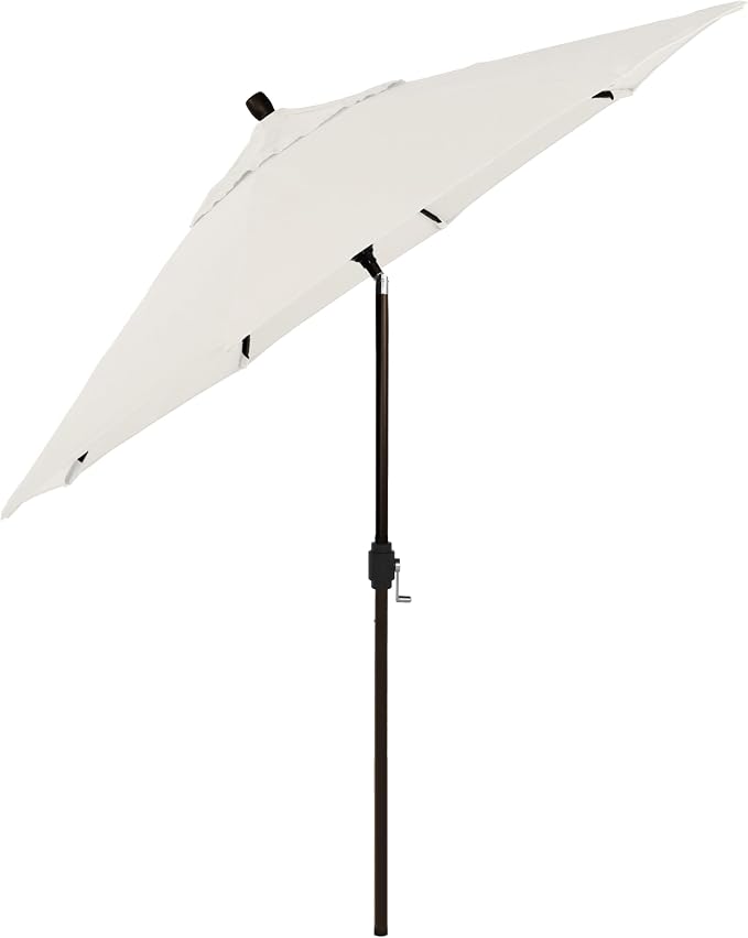 California Umbrella 9' Round Aluminum Market Umbrella, Crank Lift, Push Button Tilt, Bronze Pole