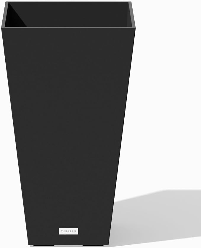 Veradek V-Resin Indoor/Outdoor Taper Planter (24 inch, Black)